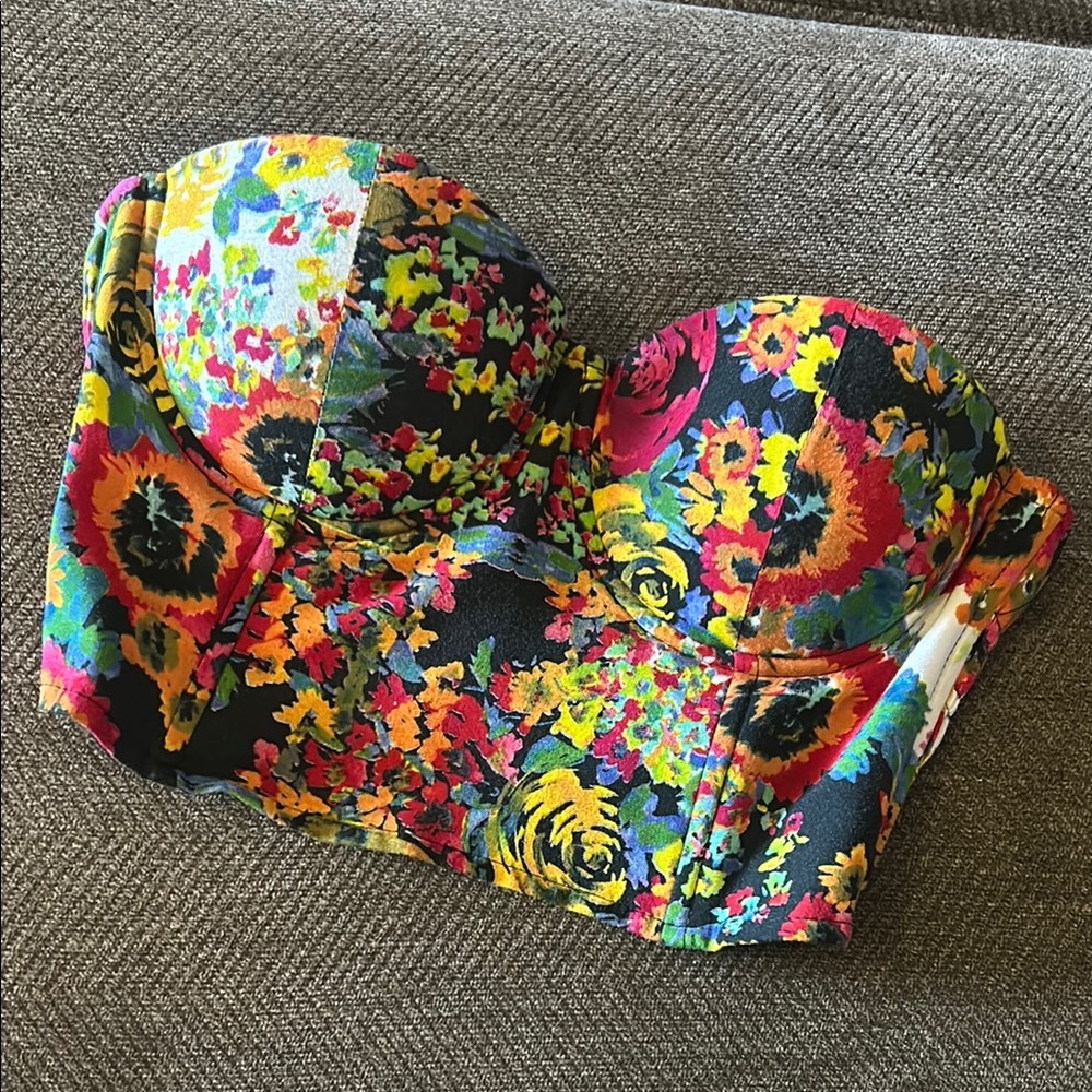 Mika & gala Floral Bustier Top sz 8 fit s/m